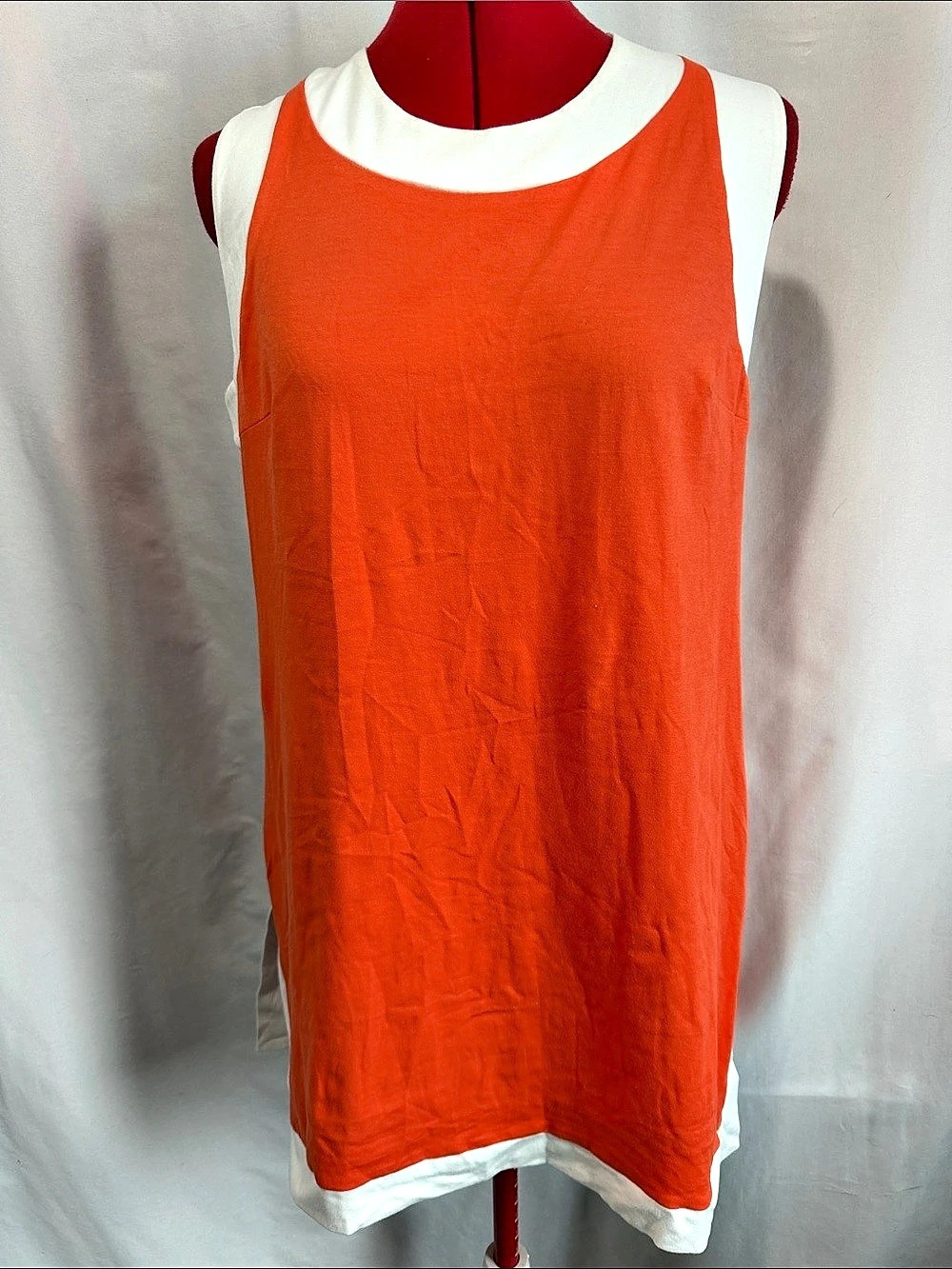 Color Block Tank Top in Orange & White Size Small
